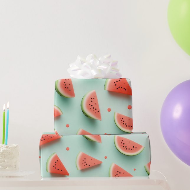 Wassermelonen auf Grün Geschenkpapier (Partygeschenke)