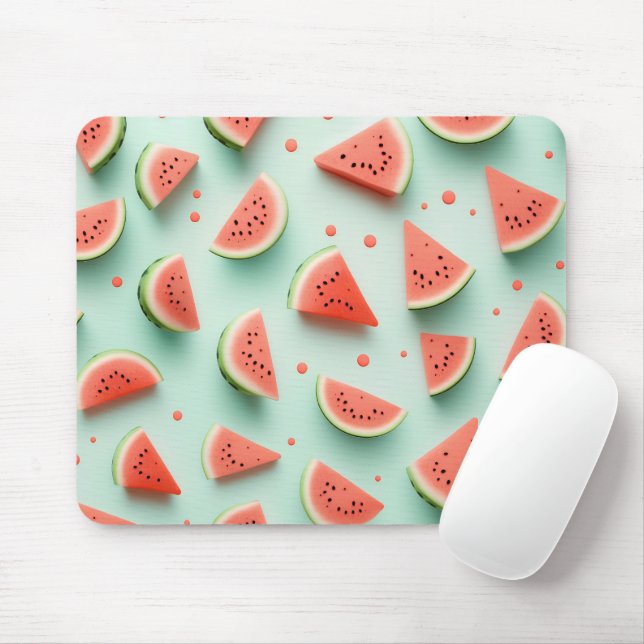 Wassermelonen auf Grün Mousepad (Mit Mouse)