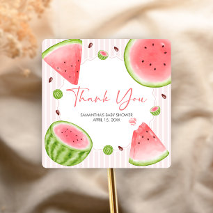 Wassermelonen-Baby-Party Quadratischer Aufkleber