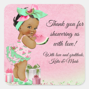 Wassermelonen-Baby-Shower-Aufkleber Quadratischer Aufkleber