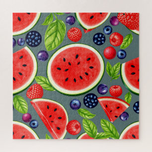 Wassermelonen-Beeren-Sommer-Muster Puzzle