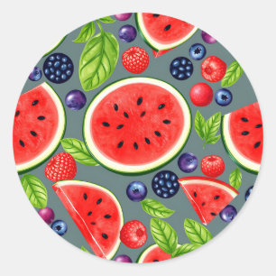 Wassermelonen-Beeren-Sommer-Muster Runder Aufkleber