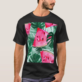 Wassermelonen, Blätter aus Palmen: tropisches naht T-Shirt