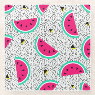 Wassermelonen-Dreiecke: Retro-Sommertextur. Glasuntersetzer