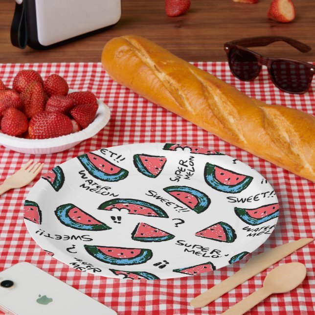 Wassermelonen Druck | Papier Teller | Partyartikel (Picknick)