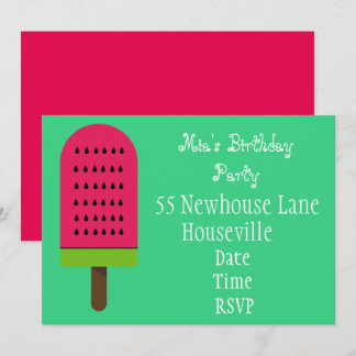 Wassermelonen-Eis-Block-Pappelmädchen-Party Einladung