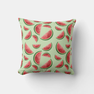 Wassermelonen-Fruchtmuster auf Grün Kissen