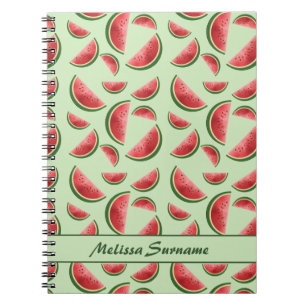 Wassermelonen-Fruchtmuster auf Grün mit individuel Notizblock