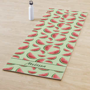 Wassermelonen-Fruchtmuster auf Grün mit individuel Yogamatte