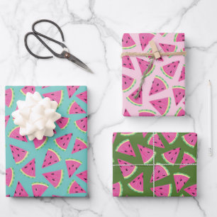 Wassermelonen-Fruchtmuster Geschenkpapier Set