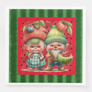 Wassermelonen-Gnome-Papierhandtücher Serviette