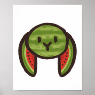 Wassermelonen-Hasen-Aufkleber Poster