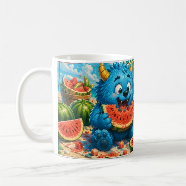 Wassermelonen-Himmel-Monster-Strandfest Kaffeetasse (Links)