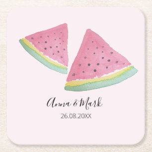 Wassermelonen-Illustration Aquarell Handgemalt Rechteckiger Pappuntersetzer