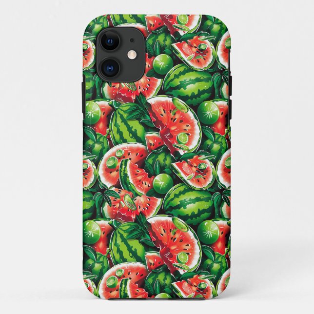 Wassermelonen, Limon, Wassermelonen-Blätter, klein Case-Mate iPhone Hülle (Rückseite)