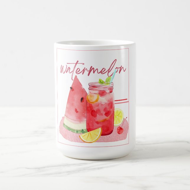 Wassermelonen-Limonade-Aquarell-Kunst Kaffeetasse (Mittel)