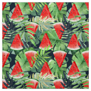 Wassermelonen mit tropischen Blätter Stoff