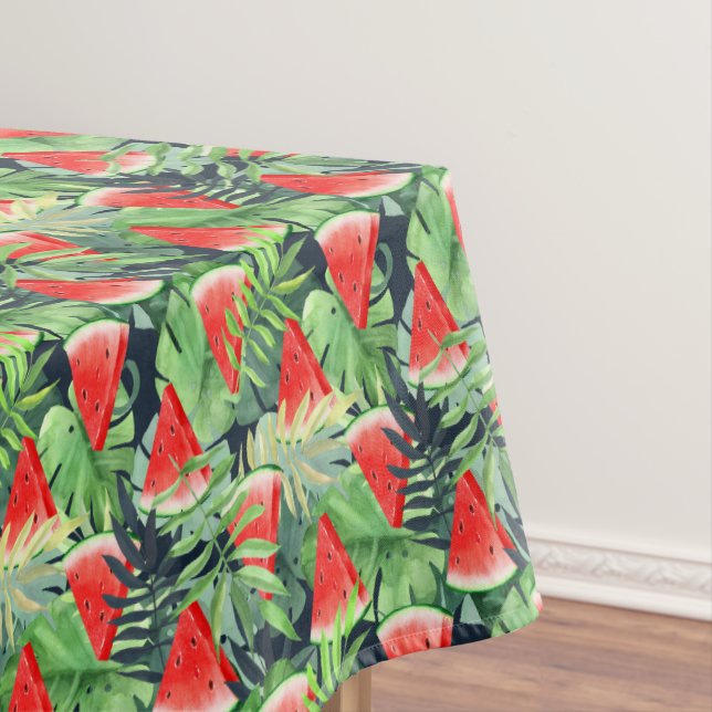 Wassermelonen mit tropischen Blätter Tischdecke (Beispiel)