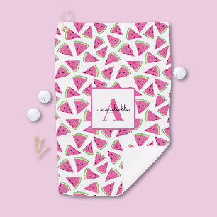 Wassermelonen-Muster-Monogramm Rosa Golfhandtuch