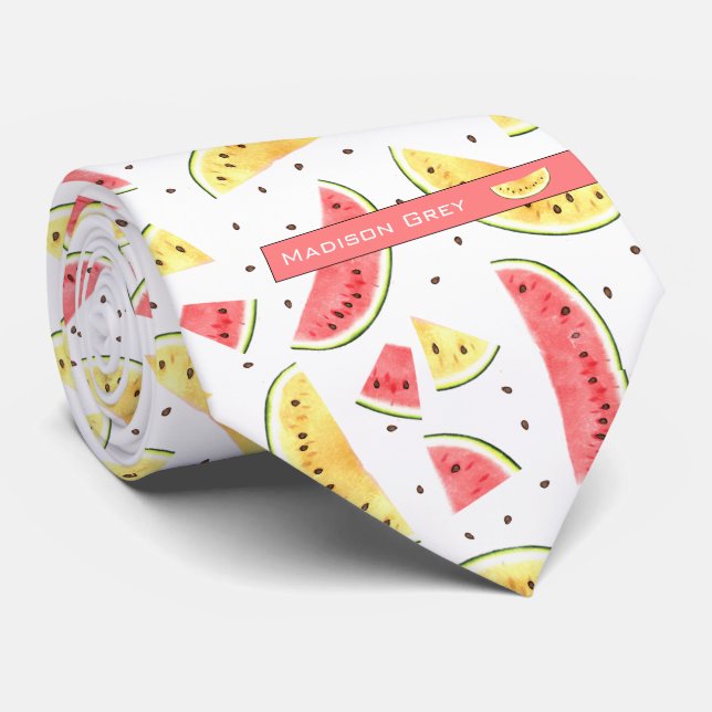 Wassermelonen Muster Rot und Gelb Krawatte (Gerollt)