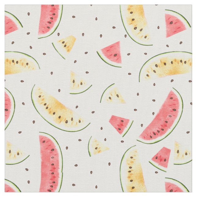 Wassermelonen Muster Rot und Gelb Stoff (Nahaufnahme)