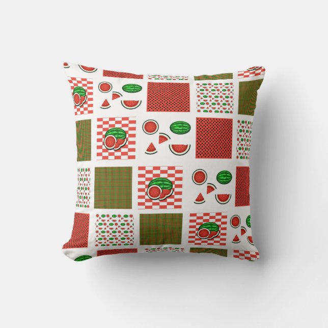 Wassermelonen-Patchwork Kissen (Vorderseite)