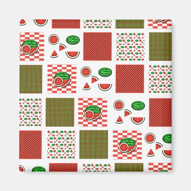 Wassermelonen-Patchwork Magnet (Vorne)