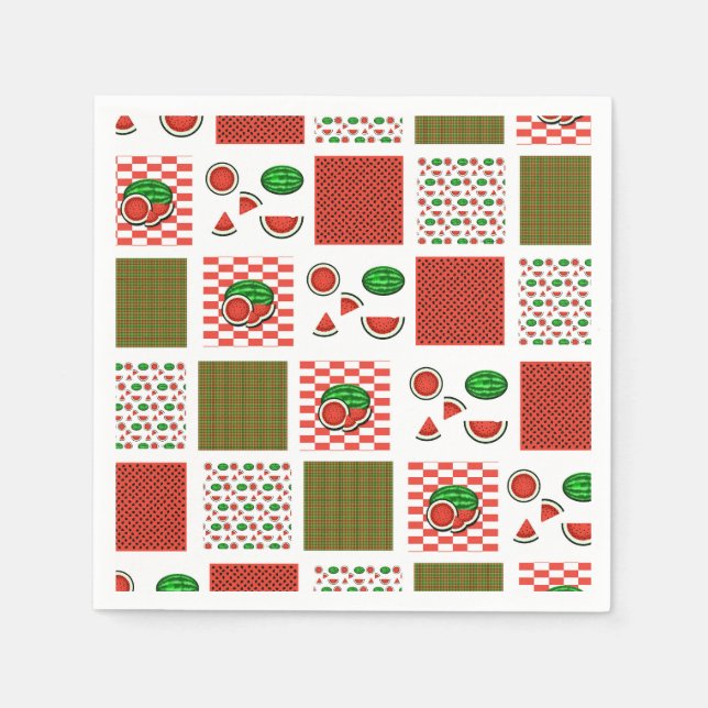Wassermelonen-Patchwork Serviette (Vorderseite)