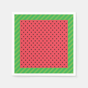 Wassermelonen, rosa und schwarz-dot-sommerliche Fr Serviette