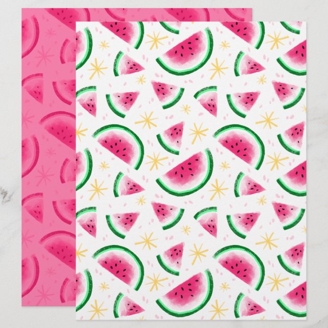 Wassermelonen-Sch scrapbook-Papier (Vorne/Hinten)