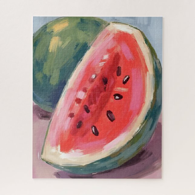 Wassermelonen-Scheibe | Frucht-Aquarellmalerei Puzzle (Vertikal)