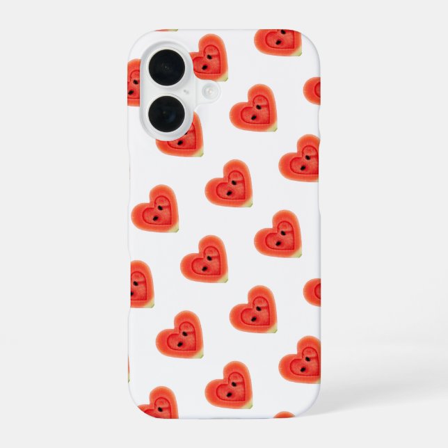 Wassermelonen-Scheibe Herz iPhone 16 Hülle (Rückseite)