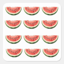 Wassermelonen-Scheibe Quadratischer Aufkleber