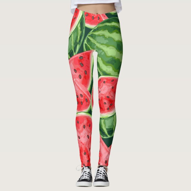 Wassermelonen-Scheiben Leggings (Vorderseite)
