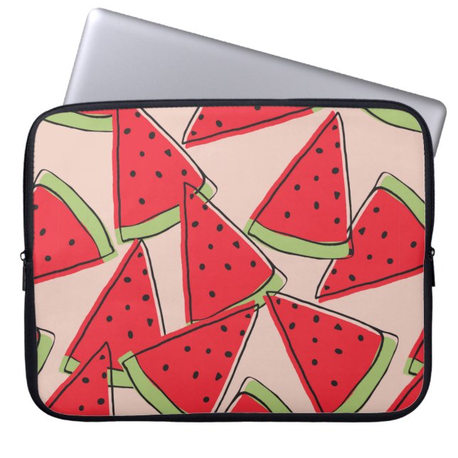 Wassermelonen-Scheiben mit rosa Hintergrund nahtlo Laptopschutzhülle (Vorderseite)