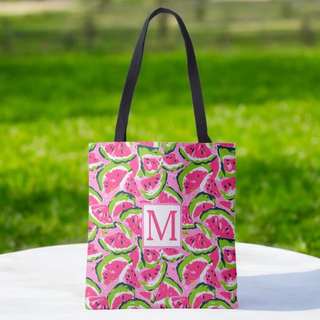 Wassermelonen-Scheiben-Muster-Monogramm Rosa (Von Creator hochgeladen)