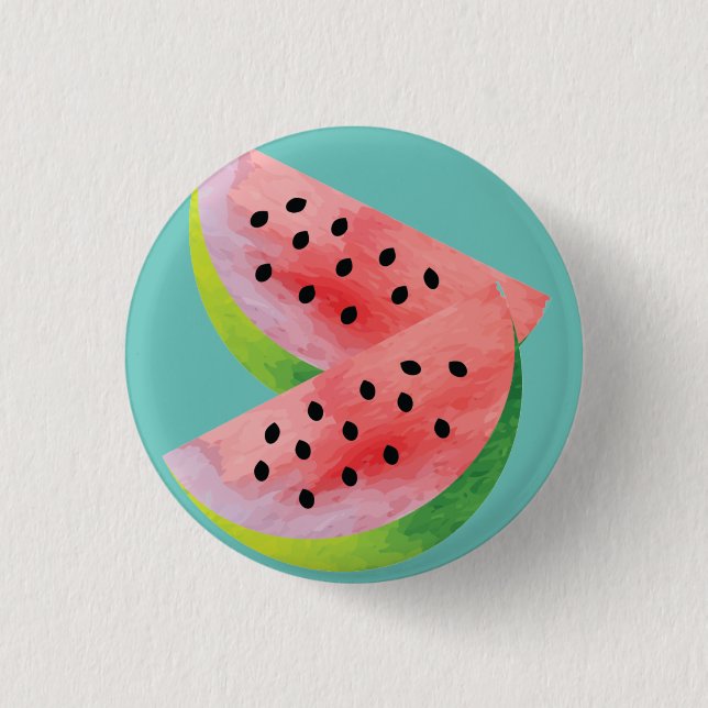Wassermelonen-Scheiben Obst-Art Button (Vorderseite)