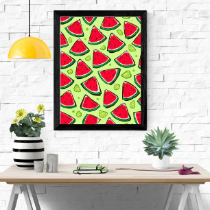 Wassermelonen-Scheiben-Party Lustiges Sommerfruc Poster