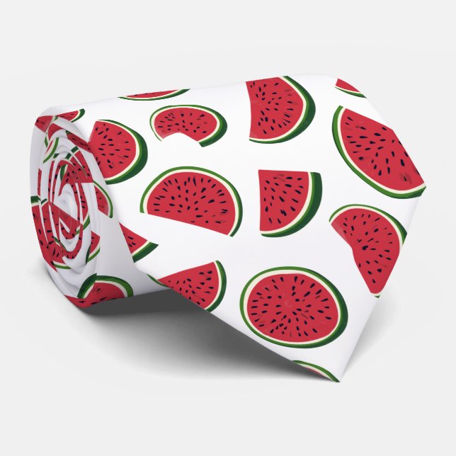 Wassermelonen-Scheiben Sommer Muster Krawatte (Gerollt)