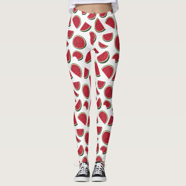 Wassermelonen-Scheiben Sommer Muster Leggings (Vorderseite)