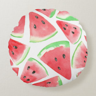 Wassermelonen-Schnittmuster Rundes Kissen