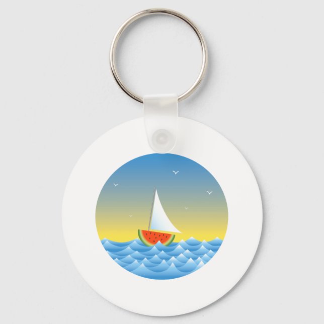 Wassermelonen Segelboot Schlüsselanhänger (Vorderseite)