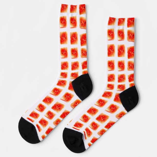 Wassermelonen-Slice-Muster – Nahtloses Sommerfruch Socken (Linkes Detail)