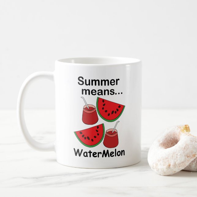 Wassermelonen Sommer bedeutet Wassermelonen Frucht Kaffeetasse (Mit Donut)