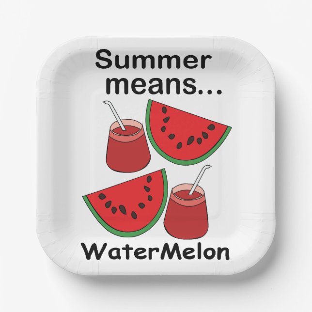 Wassermelonen-Sommer bedeutet Wassermelonen-Frucht Pappteller (Vorderseite)