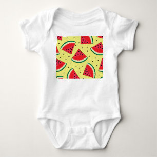 Wassermelonen-Stücke: Gelbes Sommermuster Baby Strampler