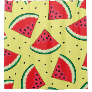 Wassermelonen-Stücke: Gelbes Sommermuster Duschvorhang