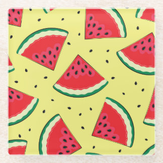 Wassermelonen-Stücke: Gelbes Sommermuster Glasuntersetzer