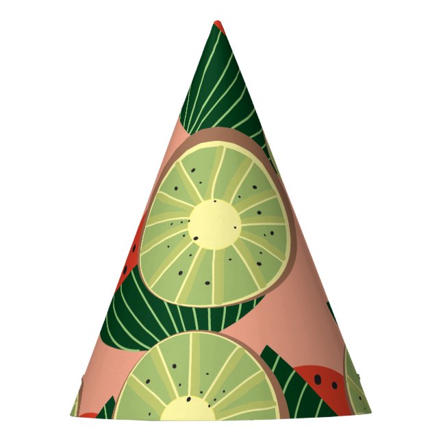 Wassermelonen und Kiwis Partyhütchen (Vorderseite)