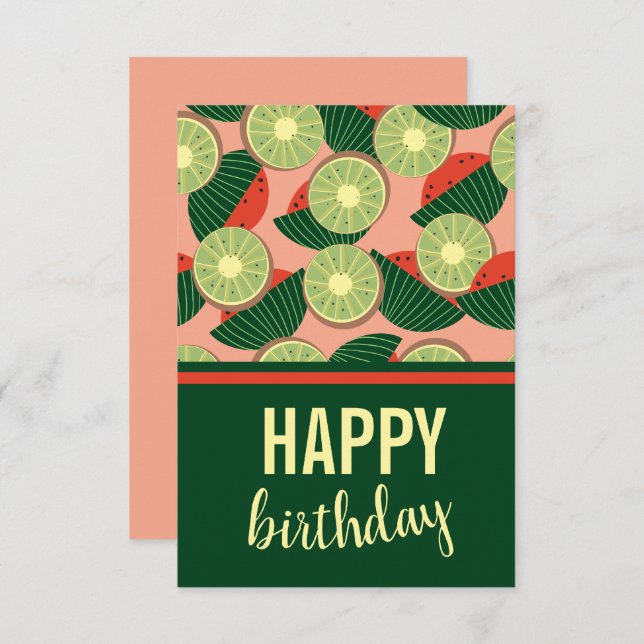 Wassermelonen und Kiwis zum Geburtstag Karte (Vorne/Hinten)